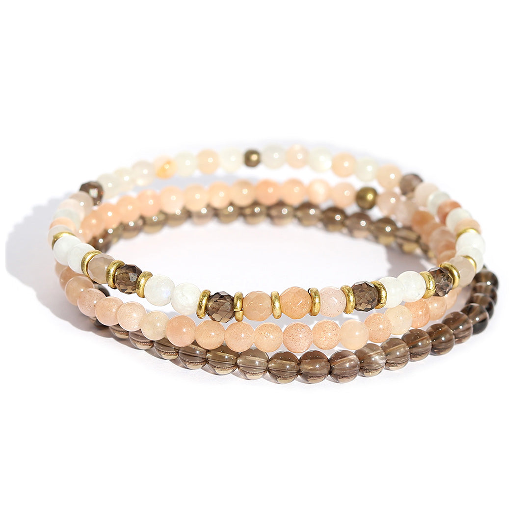 ROSE QUARTZ BRACELET, Stretchy Beaded Stacking Bracelets