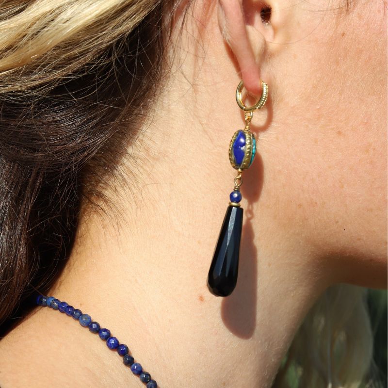 Lapis Lazuli and Onyx Earrings