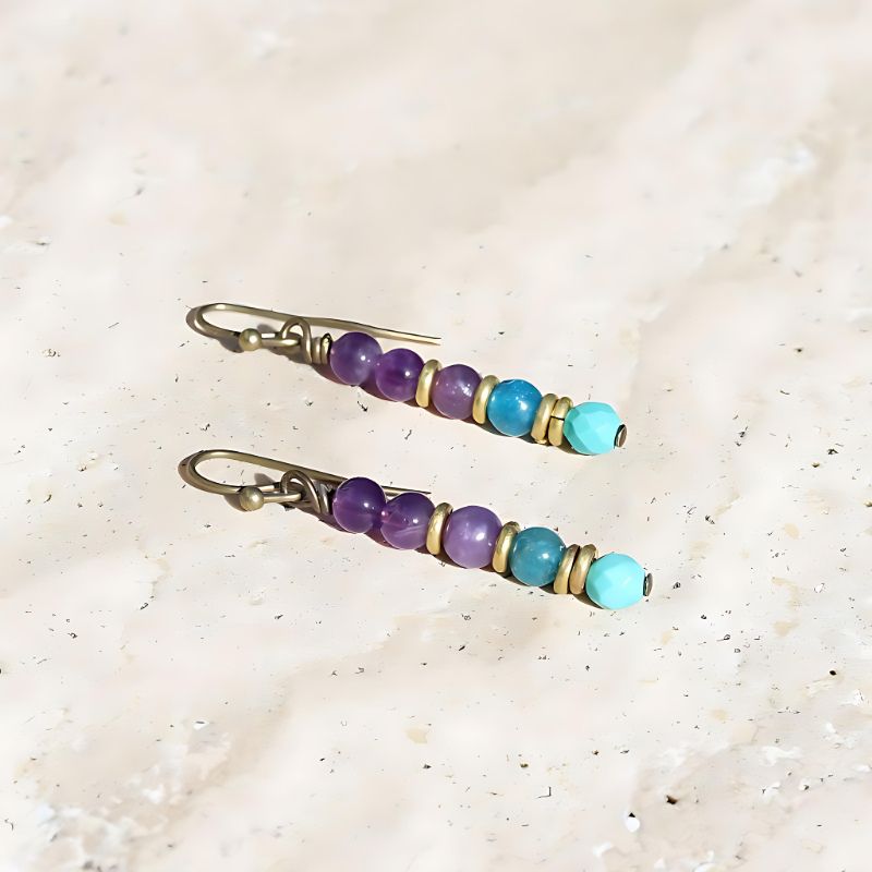 Amethyst and Apatite Earrings