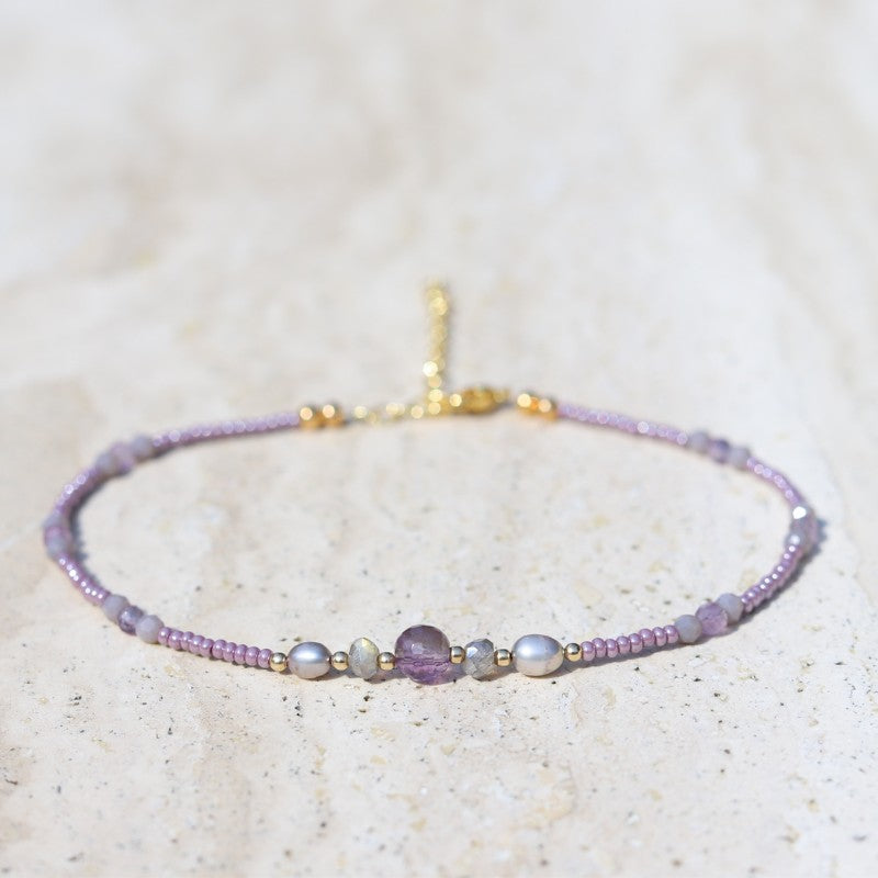 Amethyst and Pearl Anklet