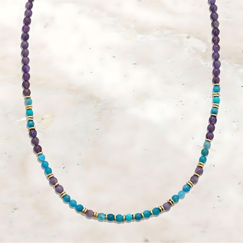 Apatite and Amethyst Delicate Gemstone Necklace