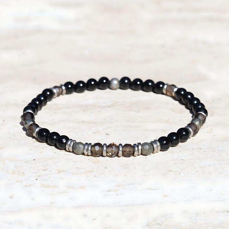 Black Tourmaline and Smoky Quartz Delicate Bracelet