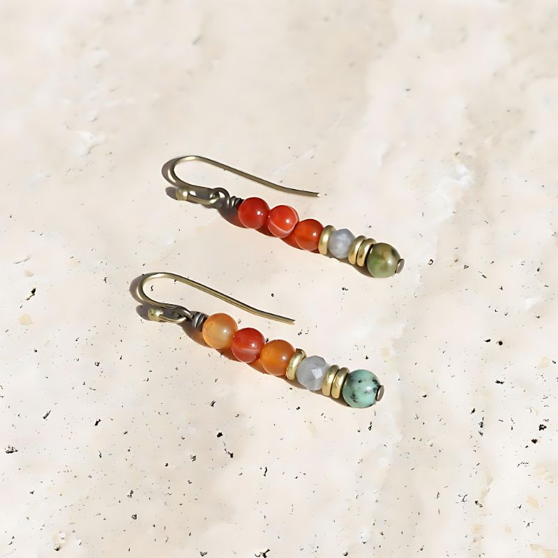 Carnelian and African Turquoise Earrings