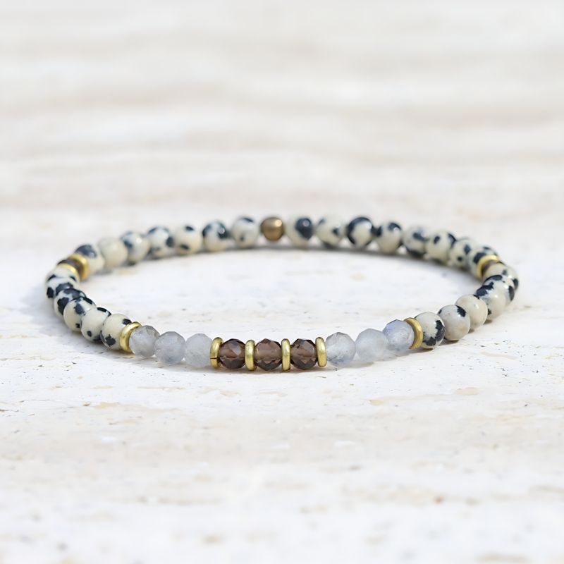 Dalmatian Jasper and Labradorite Delicate Bracelet