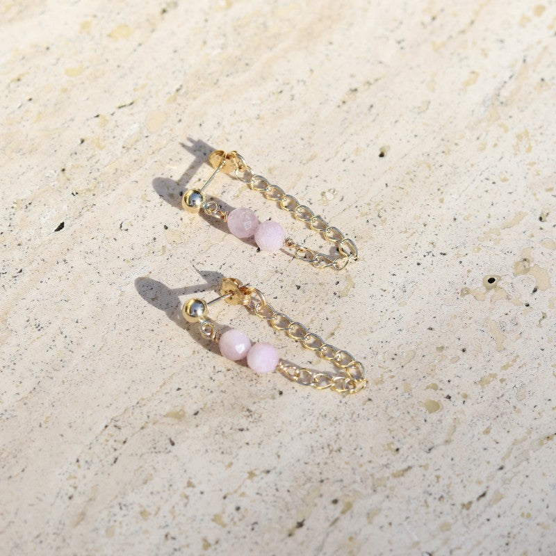 Kunzite Chain Earrings