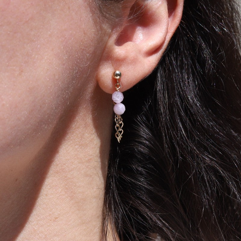 Kunzite Chain Earrings