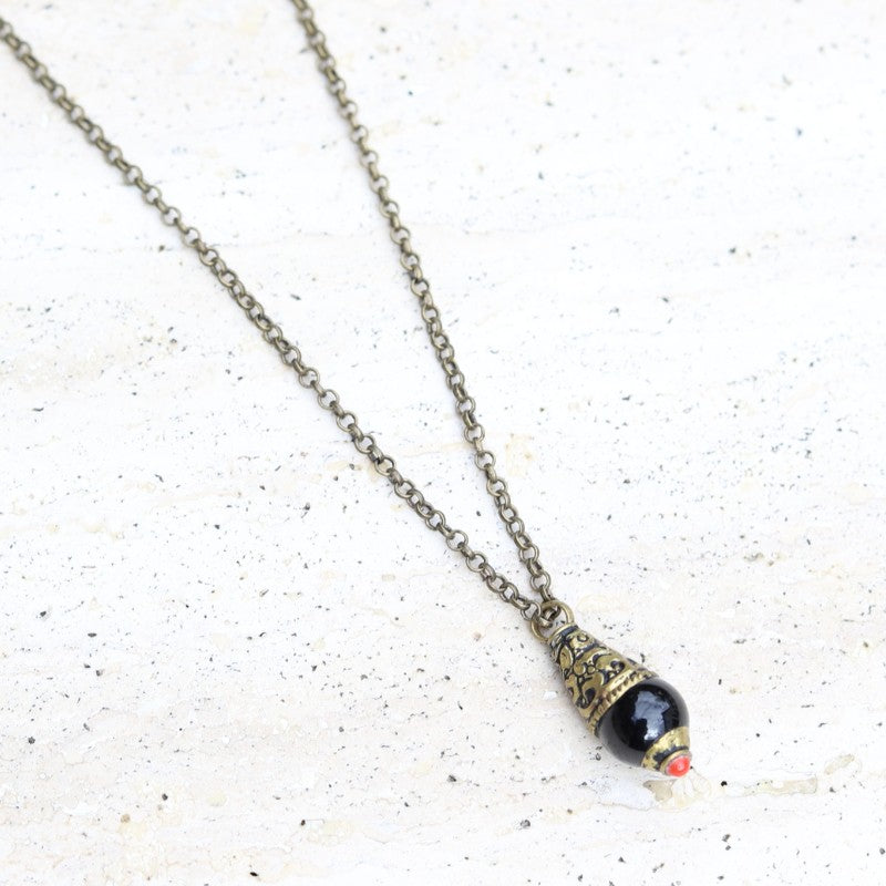 Genuine Tibetan Onyx Pendant Chain Necklace