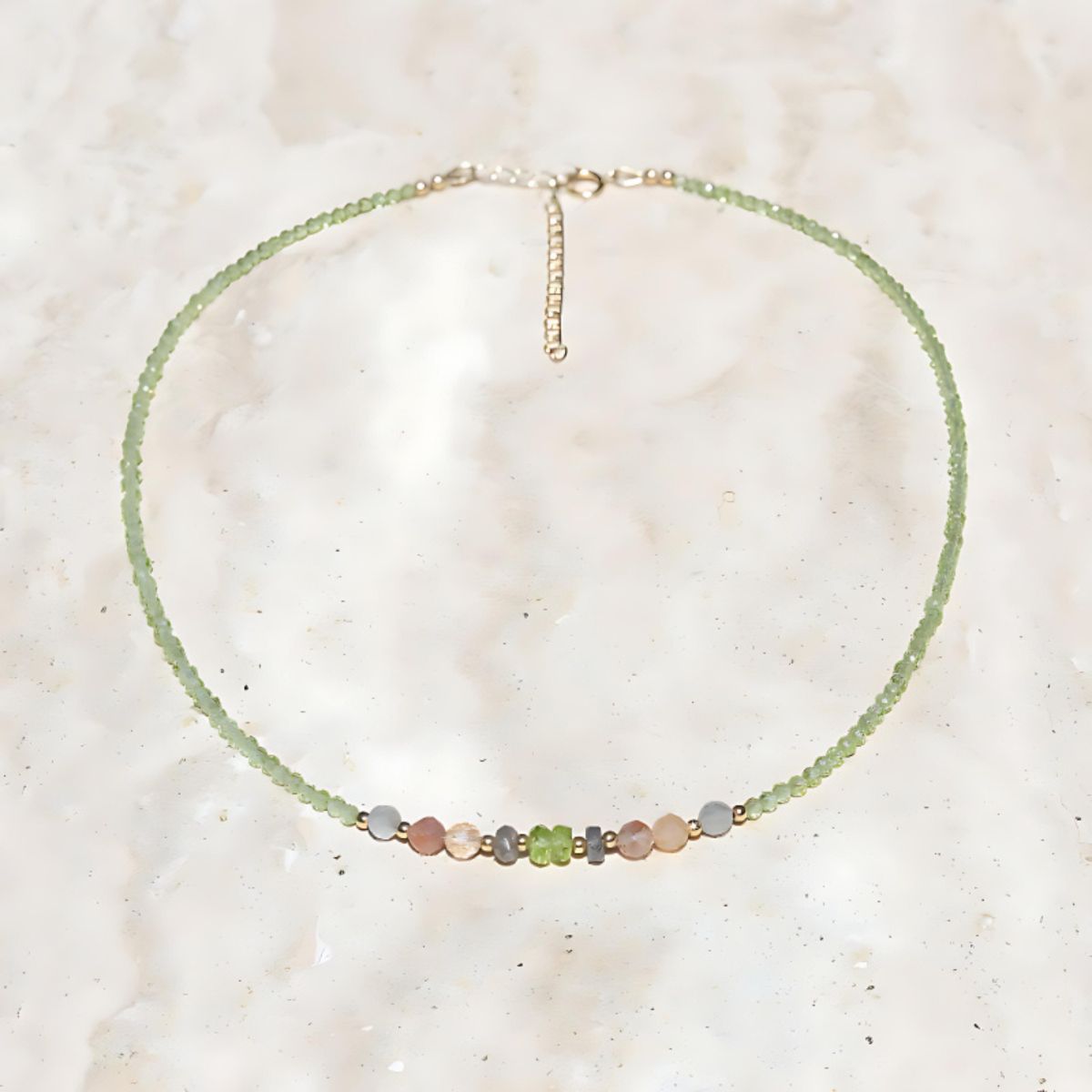 Peridot and Sunstone Delicate Necklace