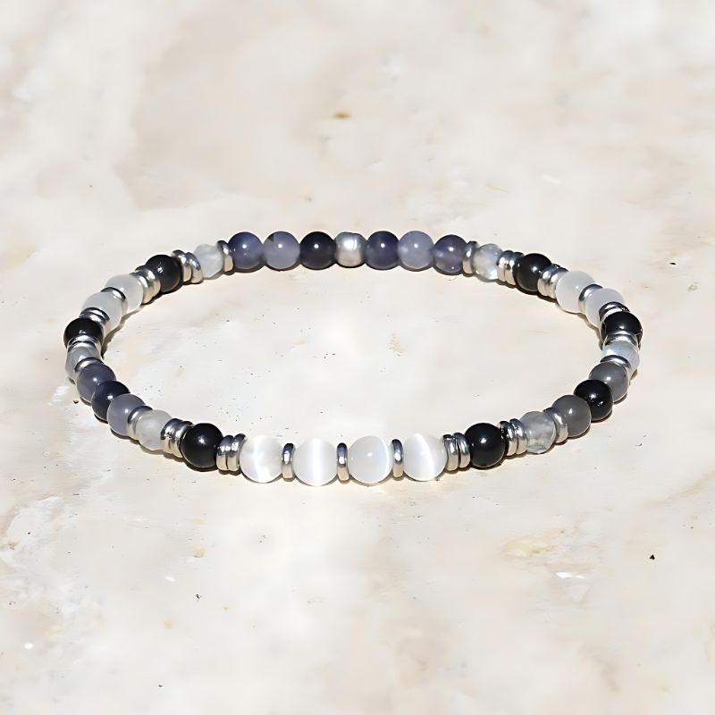 Shungite Selenite Iolite Bracelet