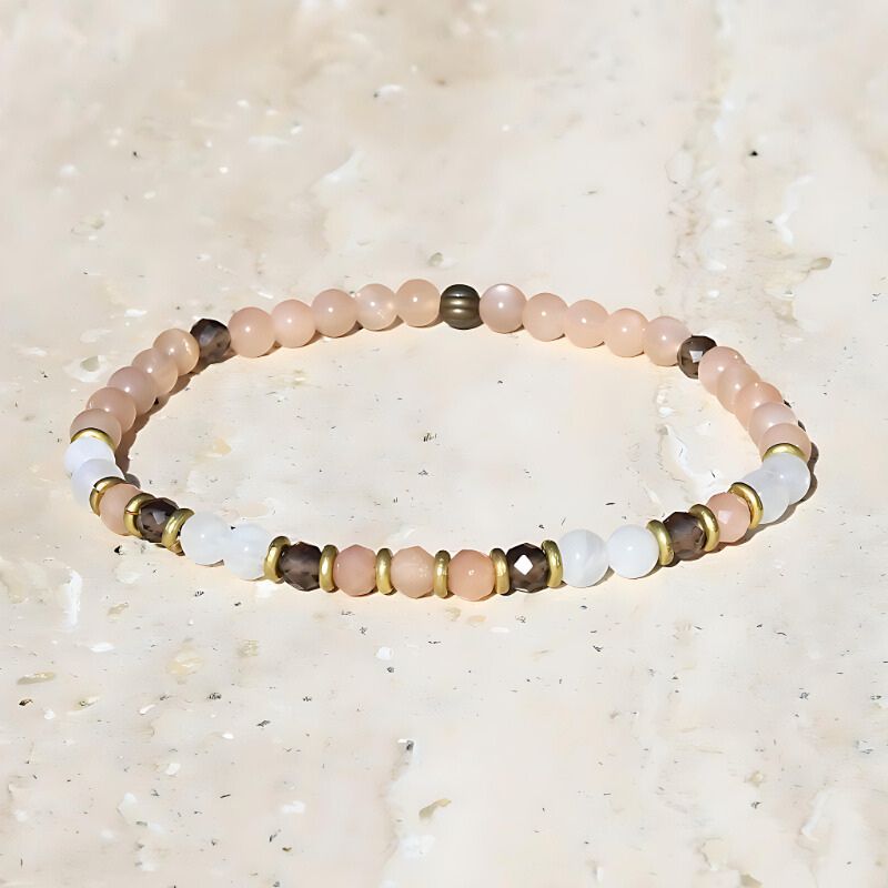 "Intuition" Moonstone and Smoky Quartz Delicate Bracelet