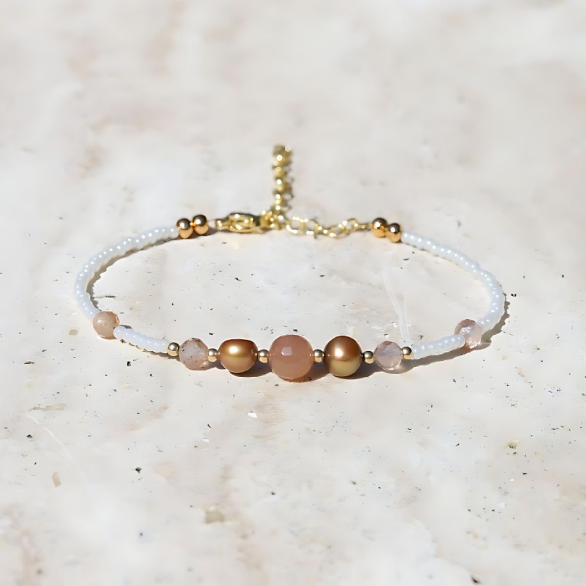 Sunstone and Pearl Bracelet