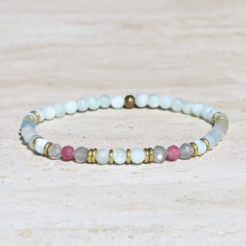 "Good Luck" Green Moonstone and Morganite Bracelet *Final Sale*