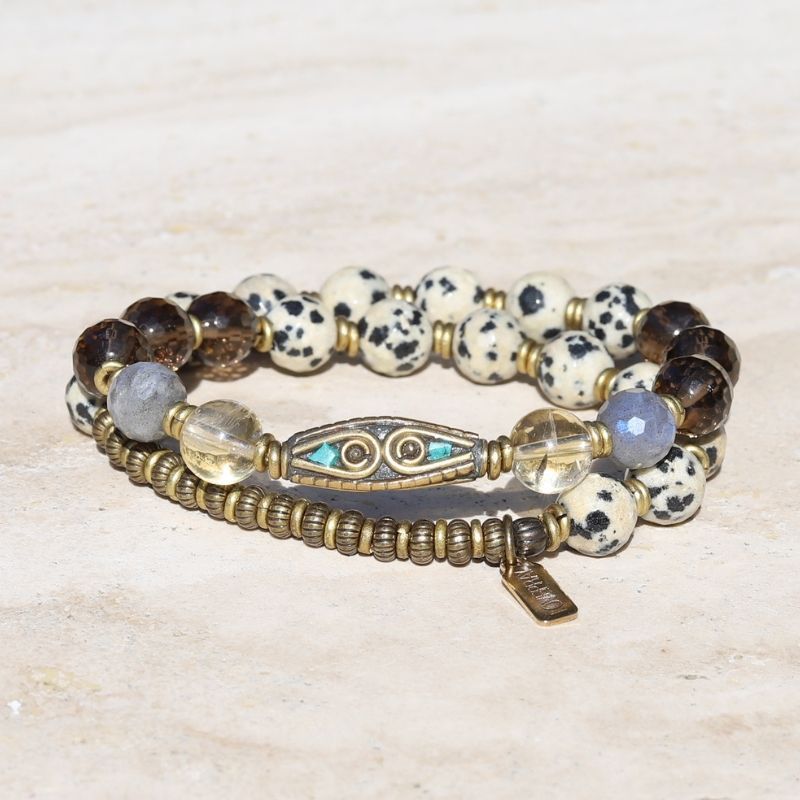 dalmatian jasper wrist mala