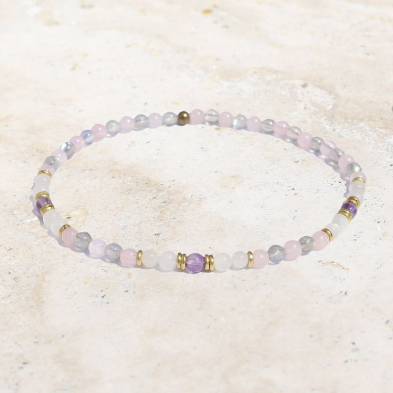 divine feminine rose quartz labradorite anklet