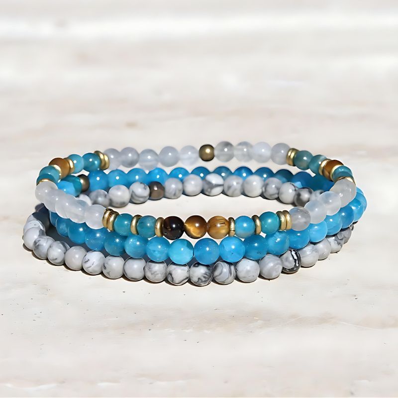 jasper and apatite bracelet set