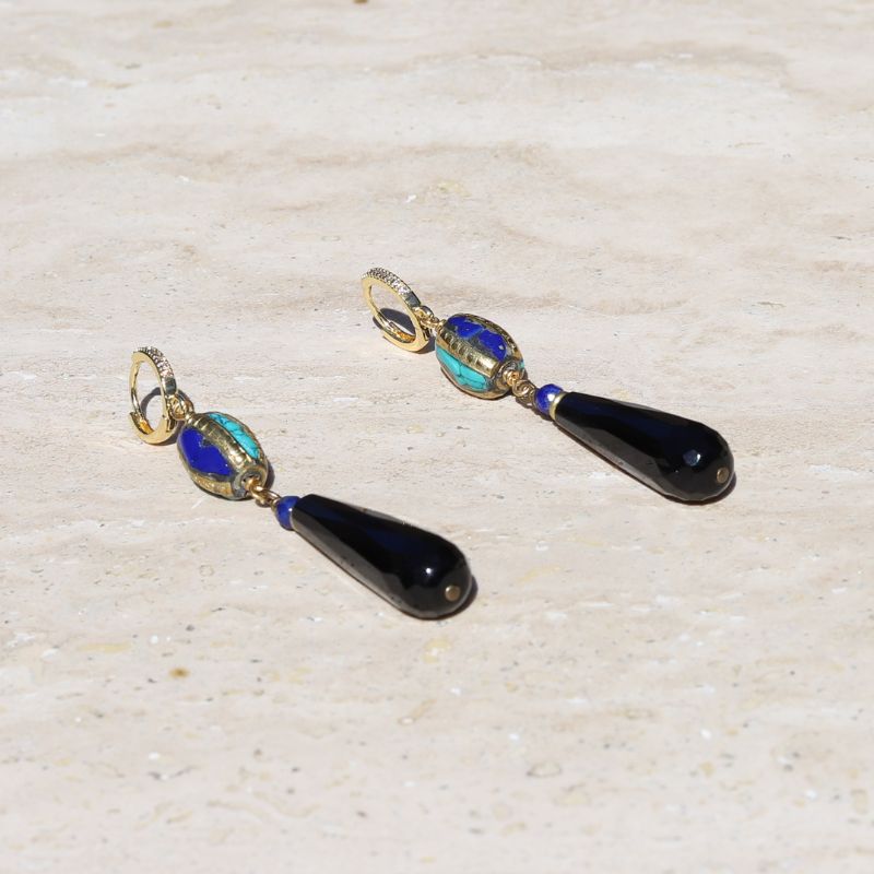 Lapis Lazuli and Onyx Earrings