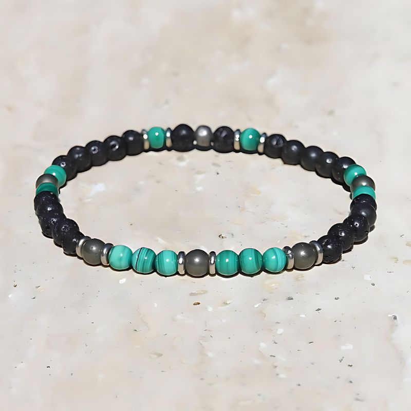 malachite and lava delicate bracelet