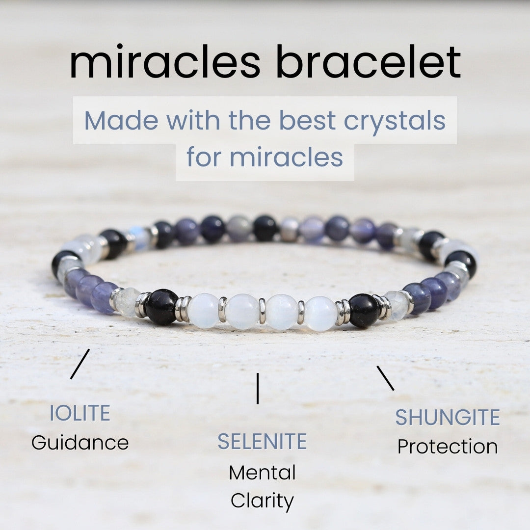 "Miracles" Selenite and Shungite Delicate Bracelet