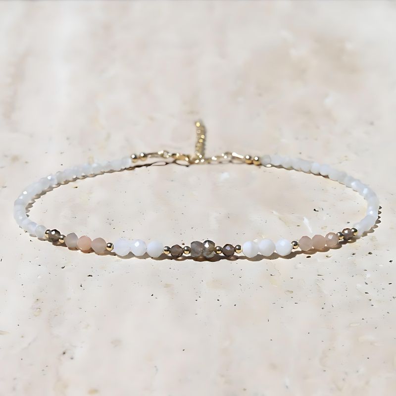 Moonstone and Sunstone Luxury Anklet