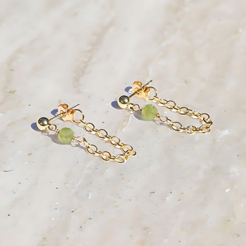 peridot chain earrings