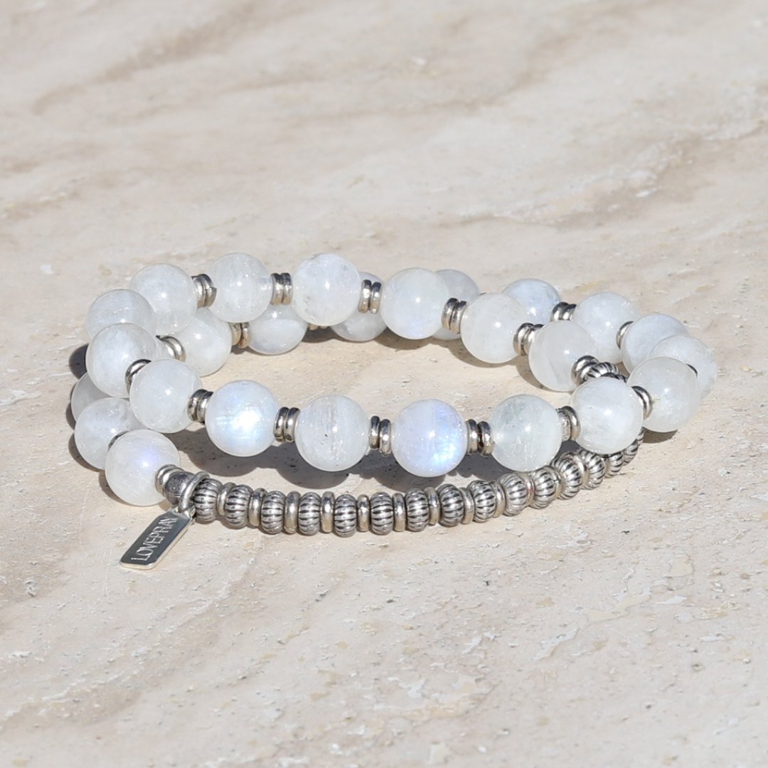 "Divine Feminine" Moonstone 27 Bead Wrist Mala Bracelet *PRESALE*