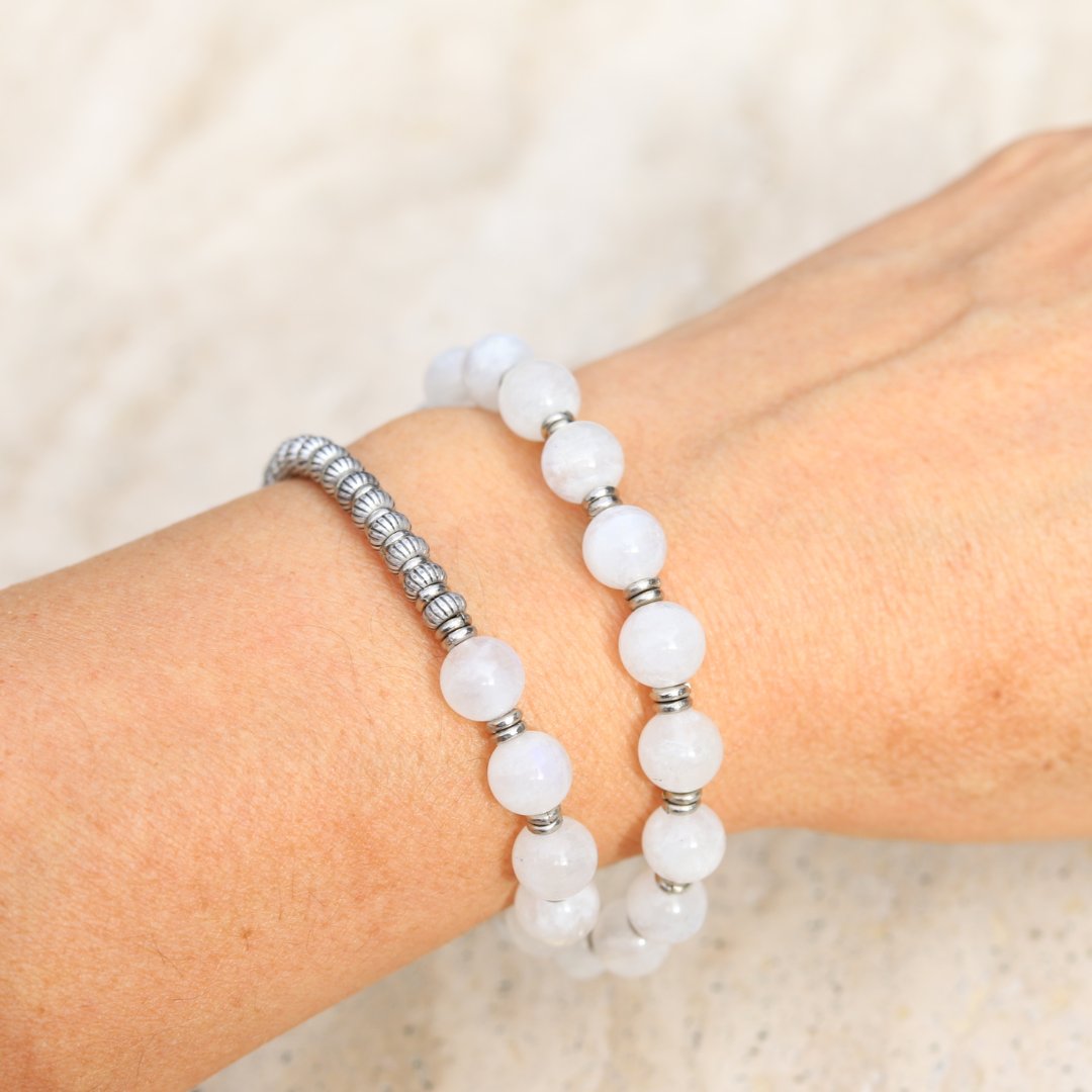 "Divine Feminine" Moonstone 27 Bead Wrist Mala Bracelet *PRESALE*