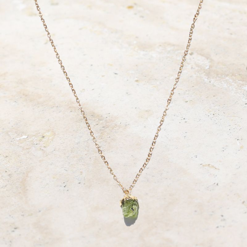 raw peridot necklace