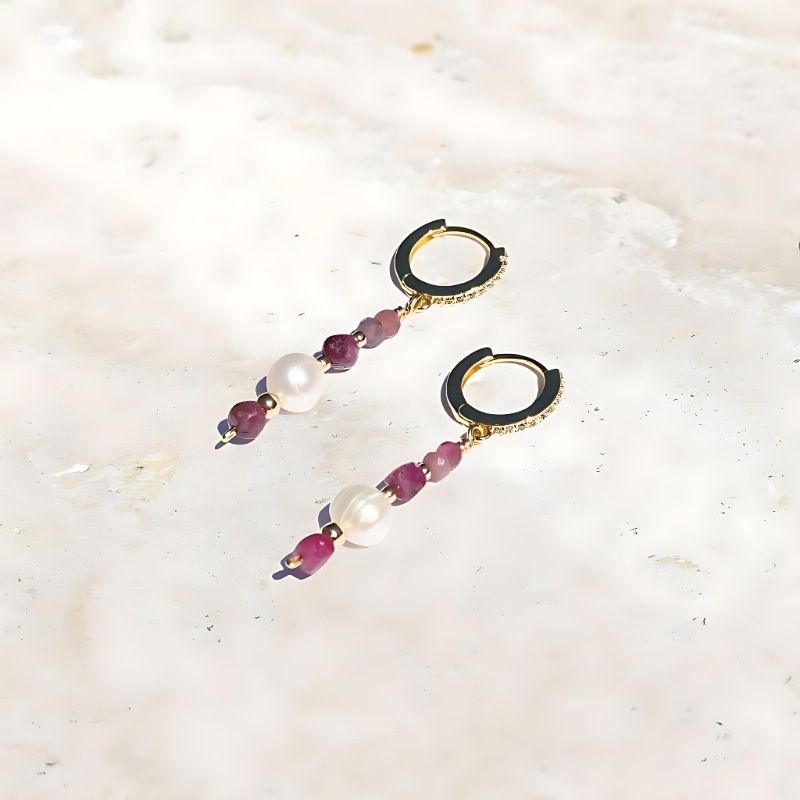 ruby and pearl earrings