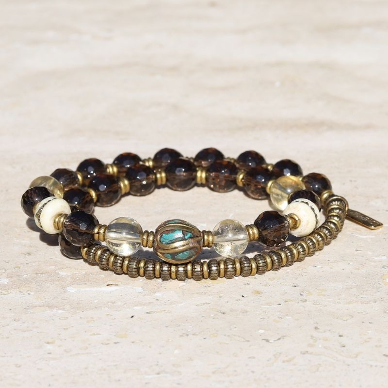 smoky quartz wrist mala