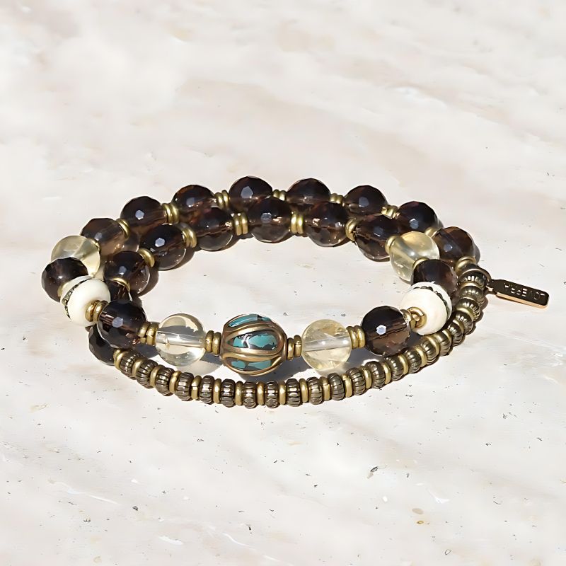 smoky quartz wrist mala