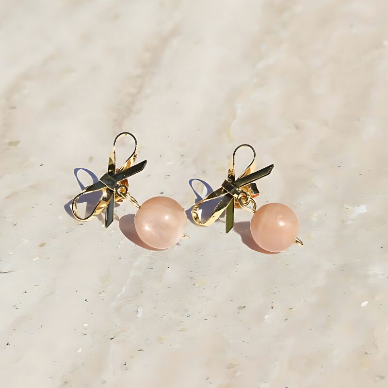 sunstone bow earrings