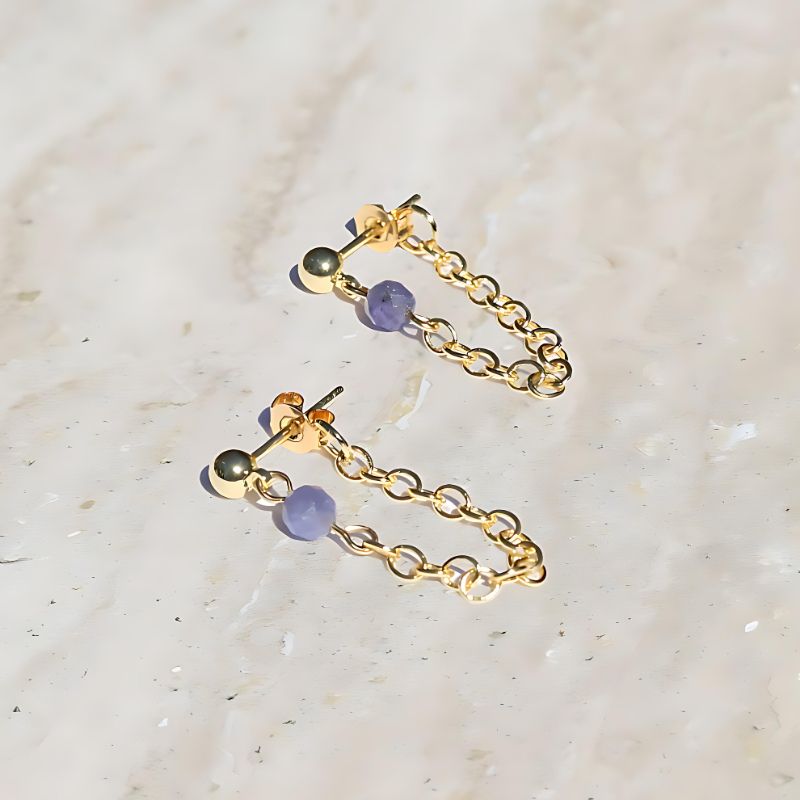 tanzanite Chain earrings