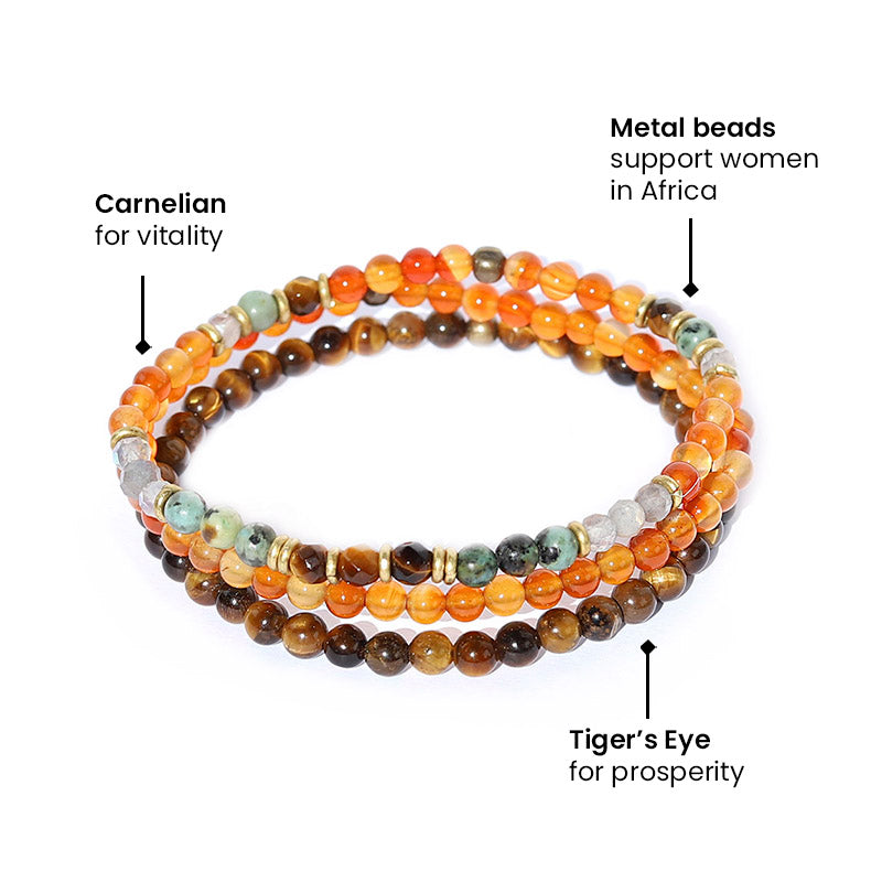 Blossom tiger's eye and carnelian bracelet