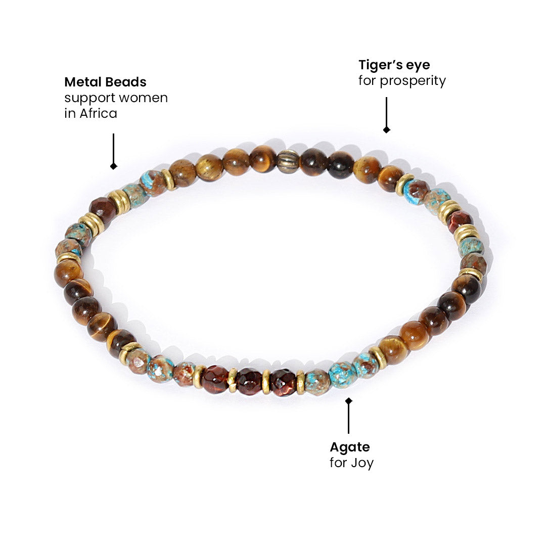 Tiger's Eye and Agate Delicate Bracelet
