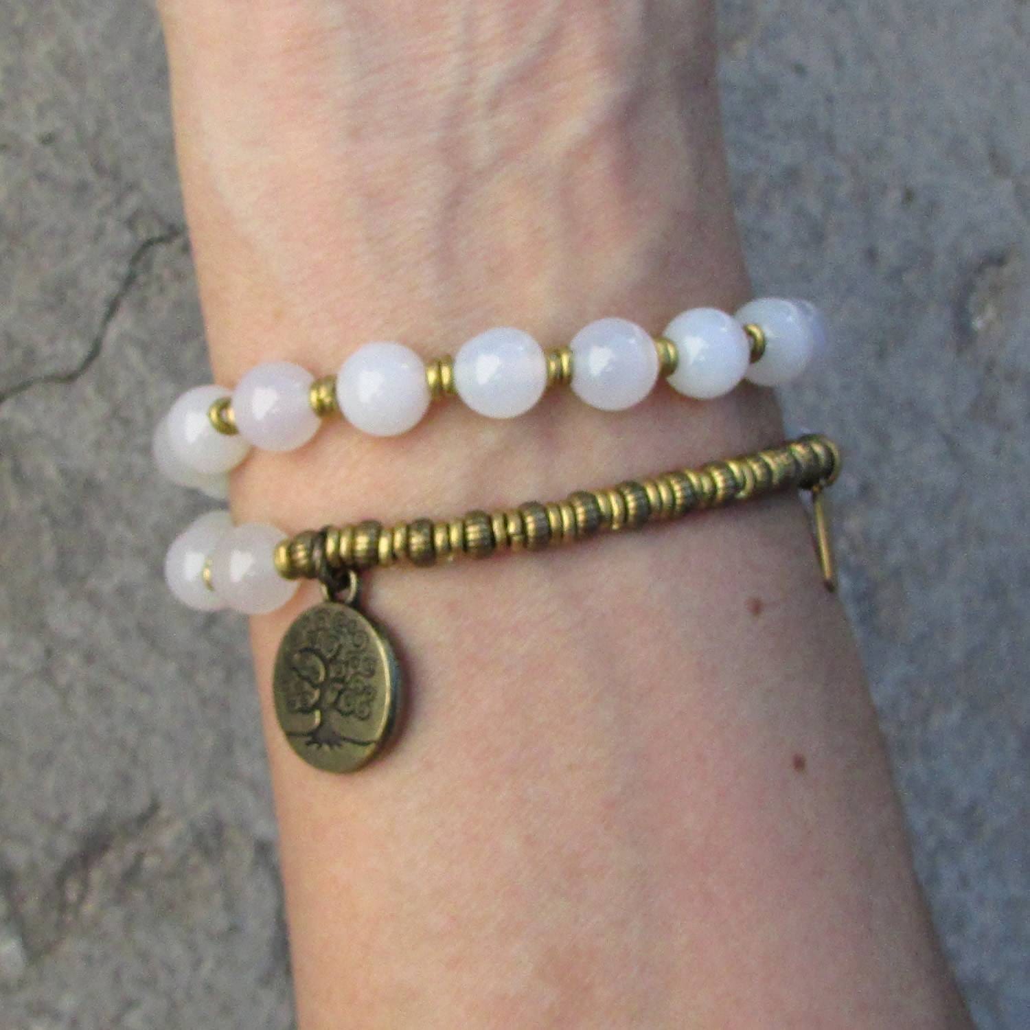 Bracelets - Calm, White Agate 27 Bead Mala Wrap Bracelet