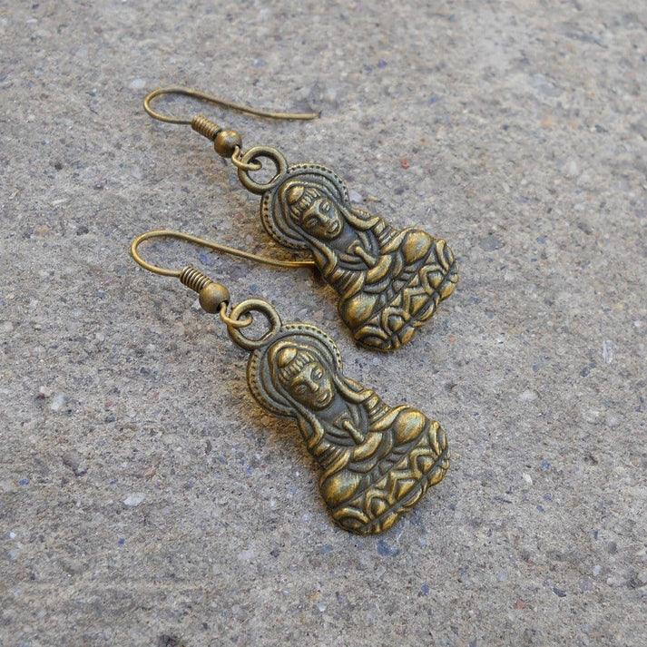 Buddha, Antique Brass Buddha Earrings – Lovepray jewelry