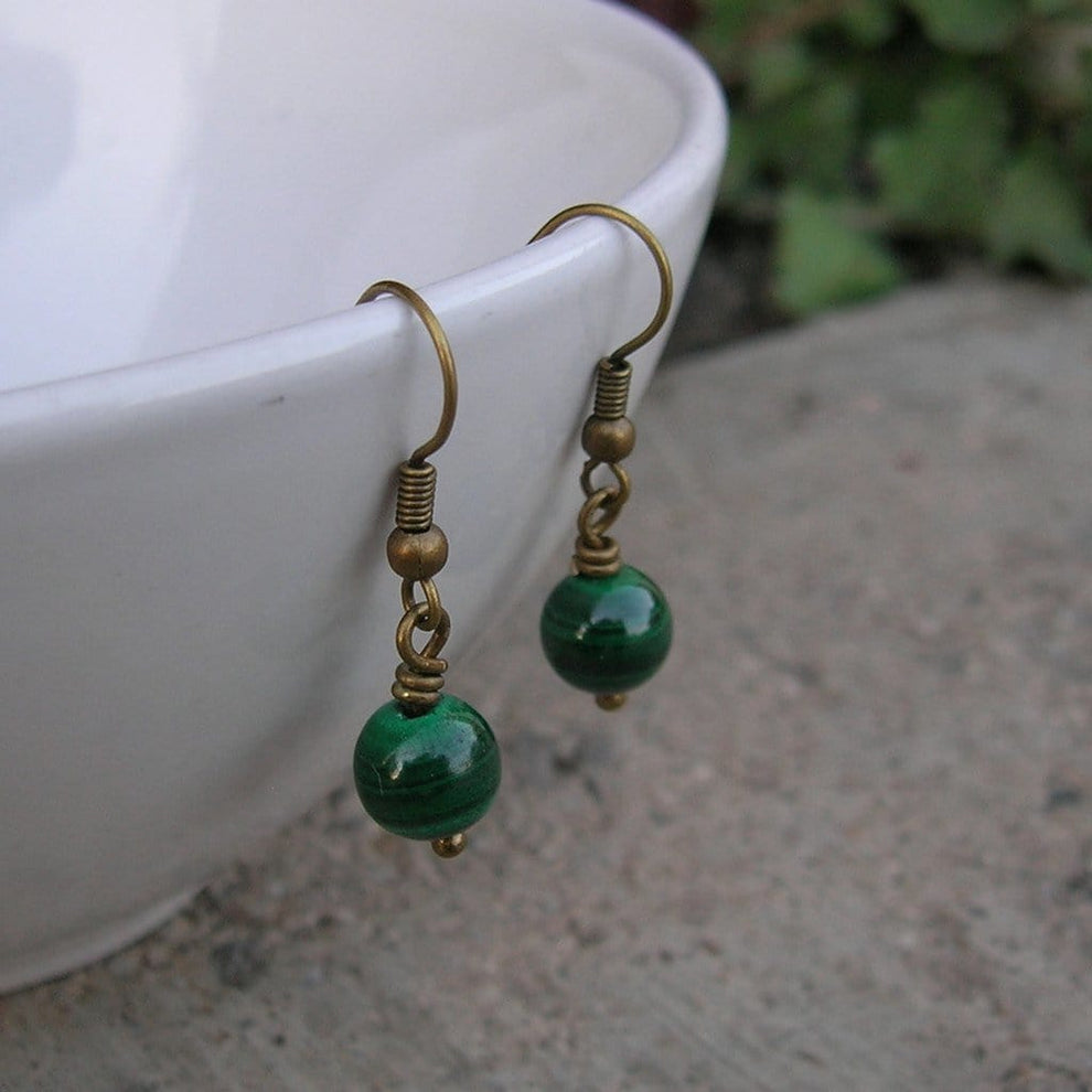 Hand Made Genuine Malachite Gemstone Earrings – Lovepray Jewelry