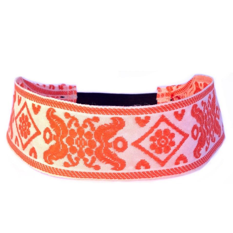 Headbands - Maroque, White And Orange Headband