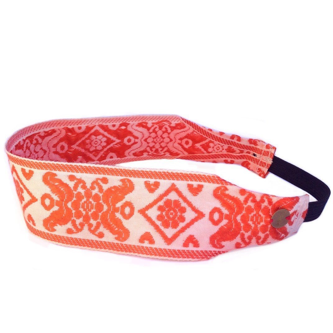 Headbands - Maroque, White And Orange Headband